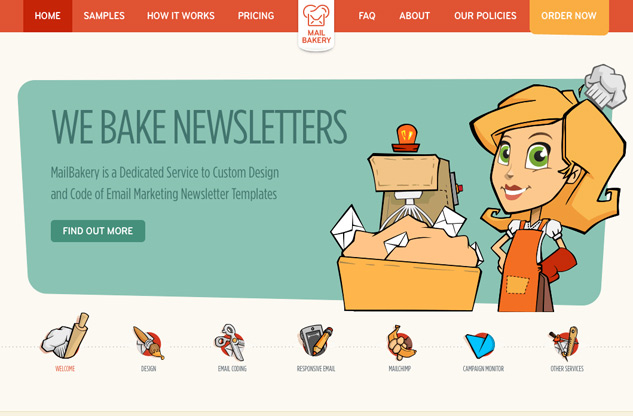 Screenshot of Mail Bakery website