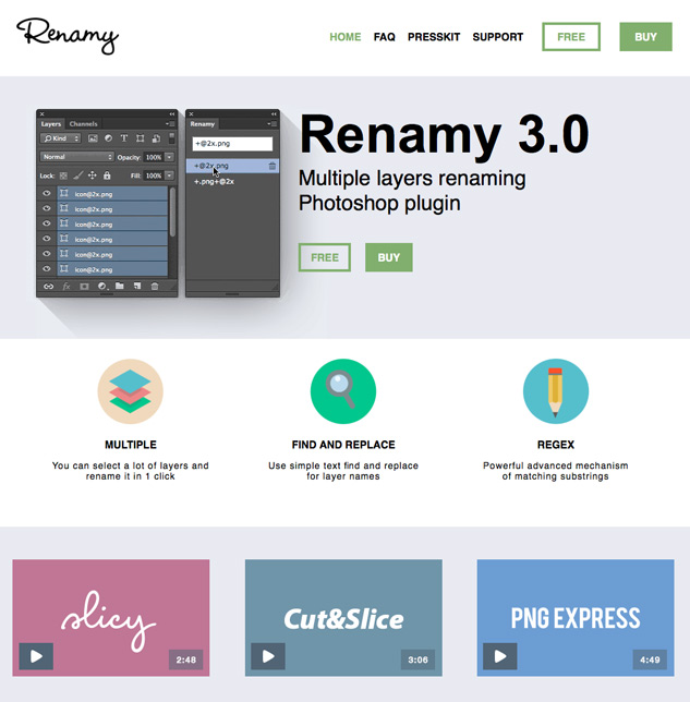 Screenshot of Renamy plugin website
