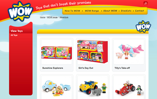 Screenshot of wow toys website